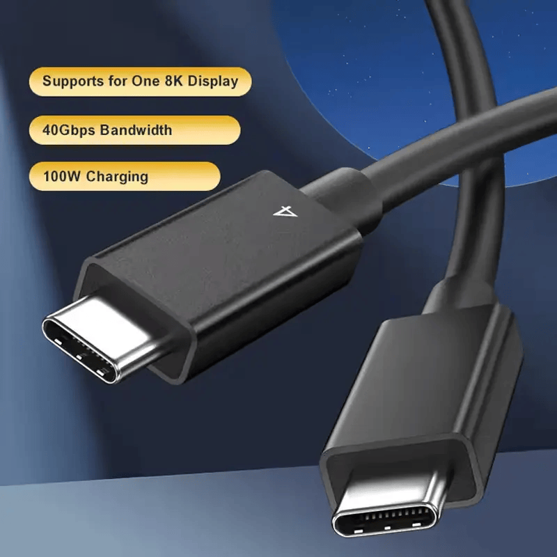 8K 60Hz Support 40Gbps Data Transfer Compatible with USB4/Thunderbolt 3 100W Charging Type C To C Thunderbolt 4 Cable