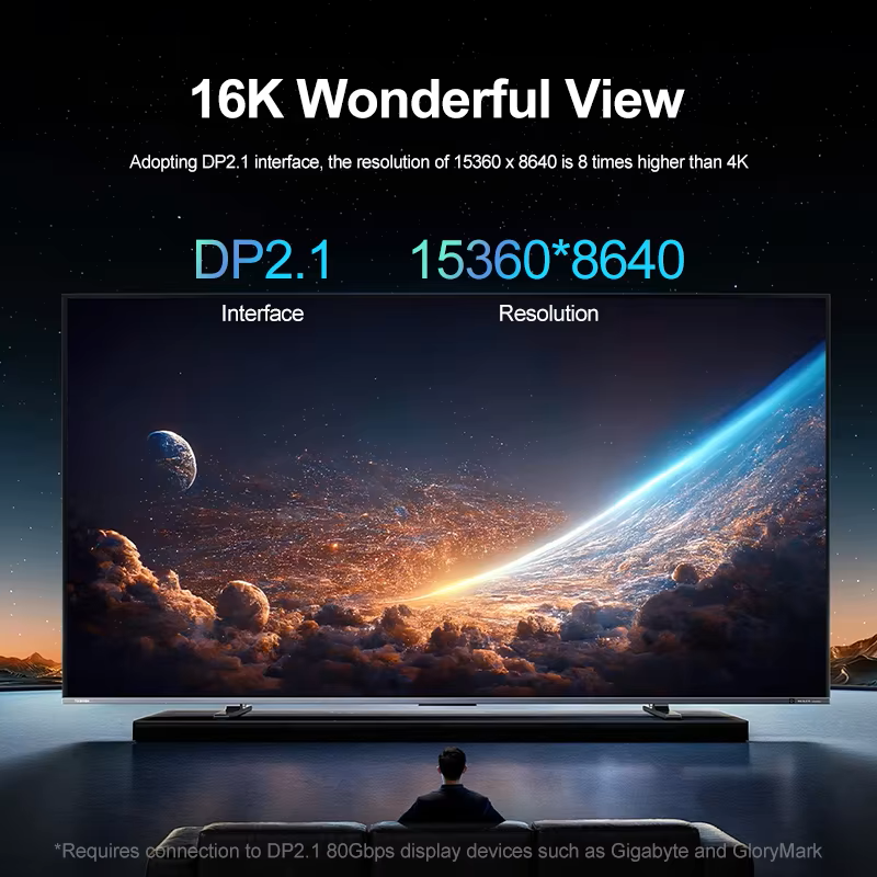 USB C to DisplayPort 2.1 Cable 16K@60Hz 8K@120Hz HD 80Gbps Laptop Computer USB Type C to DP2.1 Adapter Cable for MacBook Pro/Air