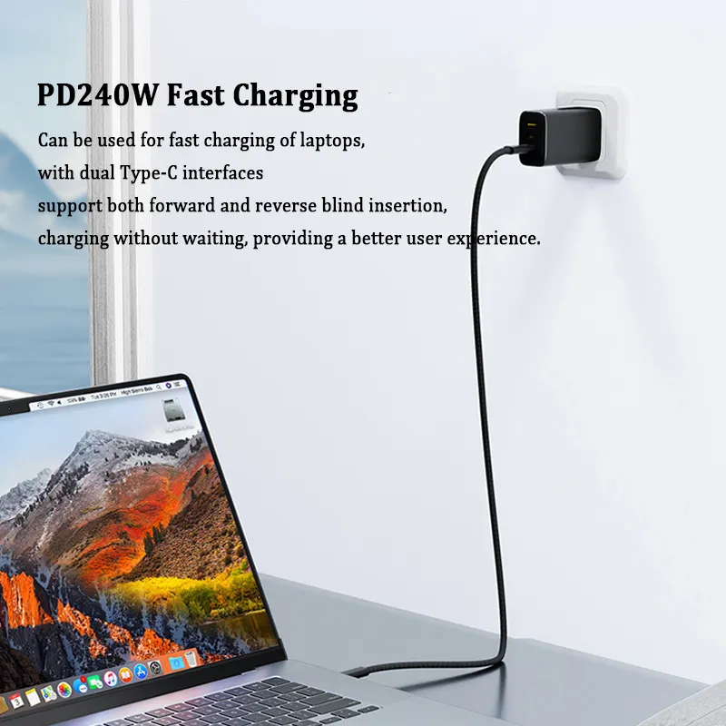 Newest Thunderbolt 5 Cable Compatible with USB4v2 80G Full-Featured 0.5 to 2.0m 80Gbps 120Gbps 16K PD240W USB C to C Power Cable