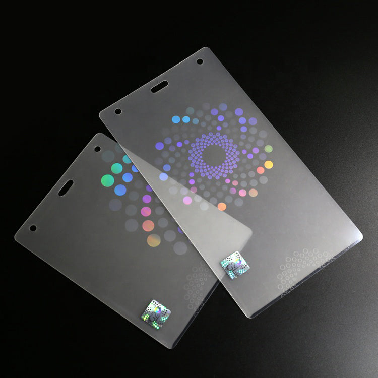 Transparent glossy holographic laminate pouch for certificates/business card