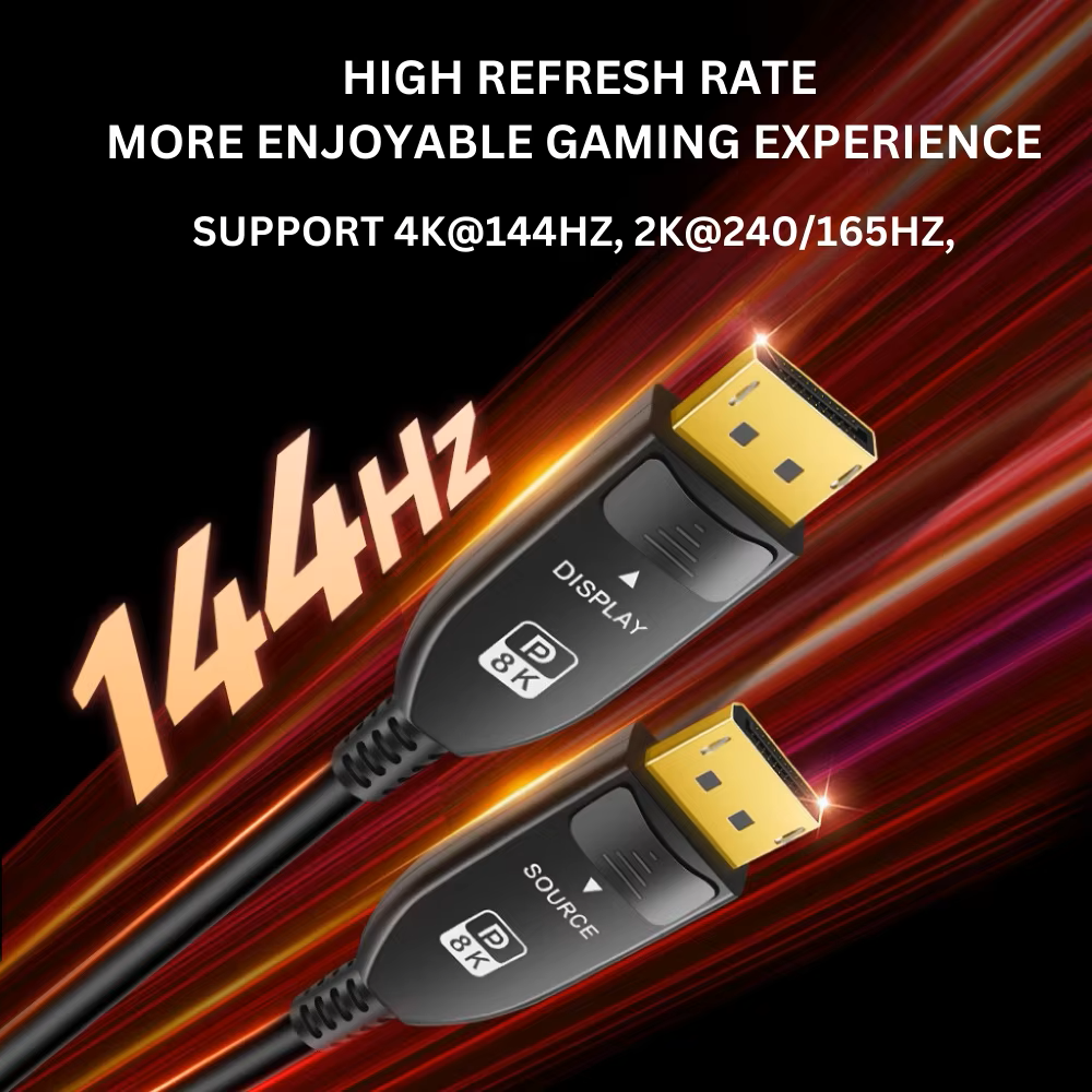 0.5m to 100m Display Port Cable 1.4 AOC Active Optical Cable DP to DP 8K@60Hz 4K@144Hz DP Cable HDR 32Gbps for Computer Laptop TV