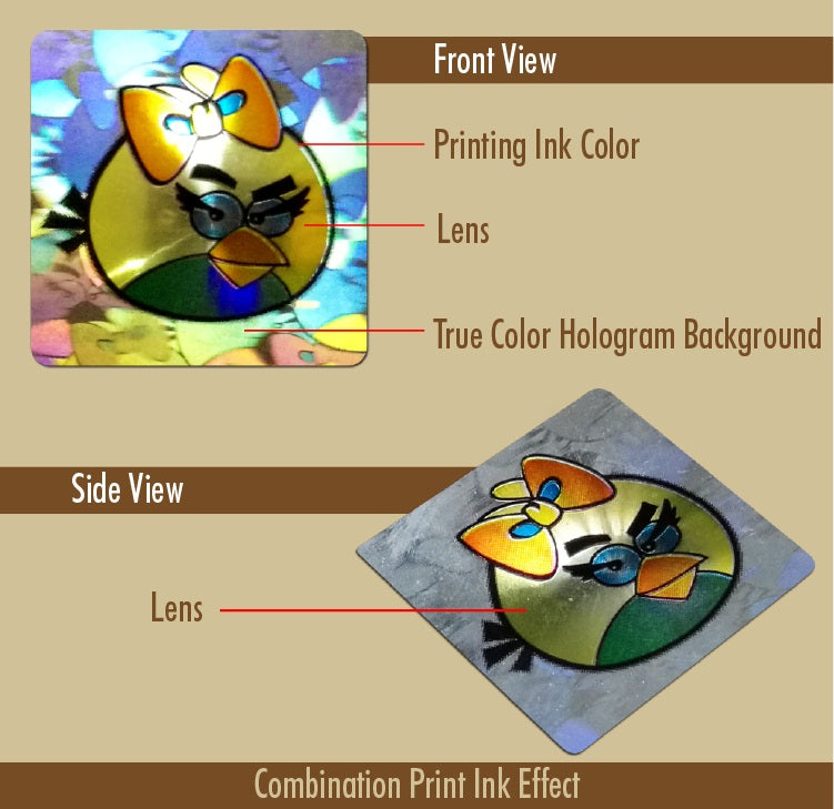 3D mirror lens hologram sticker printing E beam encryption hologram sticker 3D hologram label 3D lens holographic sticker