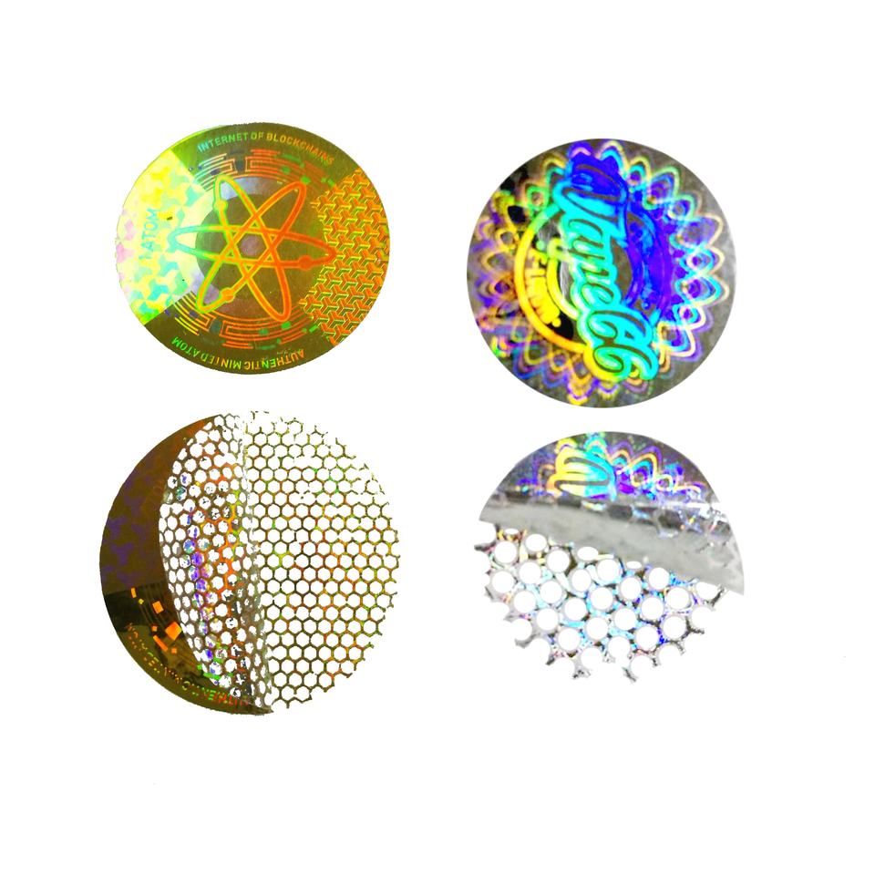 Custom high quality golden/silver security 3d hologram sticker with purple color printing