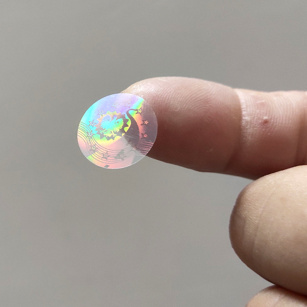 Custom logo holographic sticker transparent glossy hologram overlay anti-counterfeit laser security label