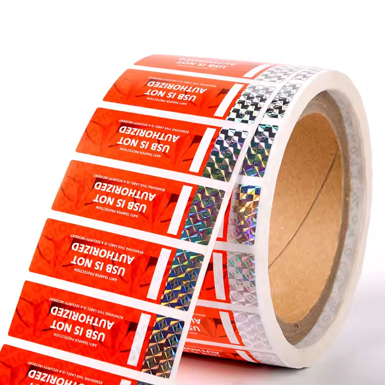 High Quality Adhesive Paper Sticker Security Stickers with Hologram Stripe QR code Labels in Roll