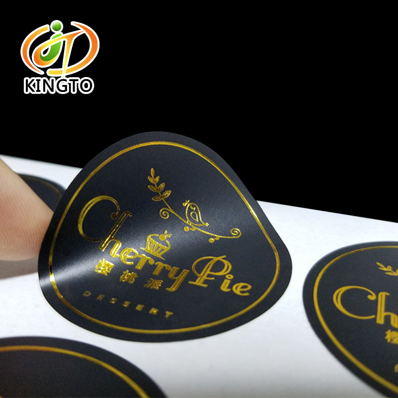 High quality art paper adhesive sticker with gold stamping