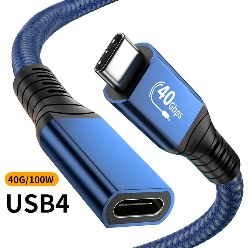 USB4 Extension Cable 0.2m 0.5m 0.8m Compatible Thunderbolt 3 Type-C M/F PD100W 5A 40Gbps Fast Charging Data Cable