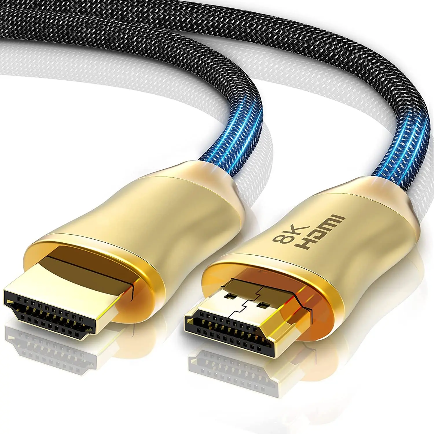 Male to Male Gold Plated Zinc Alloy HDMI 2.1 Cable 8K Ultra HD High Speed V2.1 Braided HDMI 2.1 Cable 8K 60hz 4K 120hz 0.5m to 15m