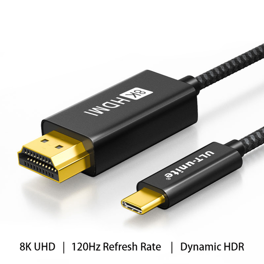 2m USB 3.1 Type-C Male to HDMI Male Adapter Cord 8K 60Hz 4K120Hz 4K 144Hz Support HDR USB C to HDMI Audio Video Cable