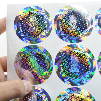 Custom Logo embossing printing self adhesive waterproof holographic label 3D hologram sticker
