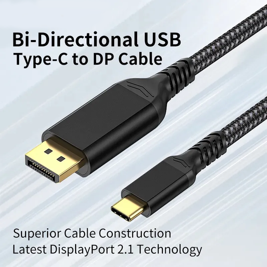 Latest 2m Bi-Directional Type C to DP Cable 80Gps 16k 30Hz Phone to Monitor USB C to Display Port 2.1 Adapter Cable