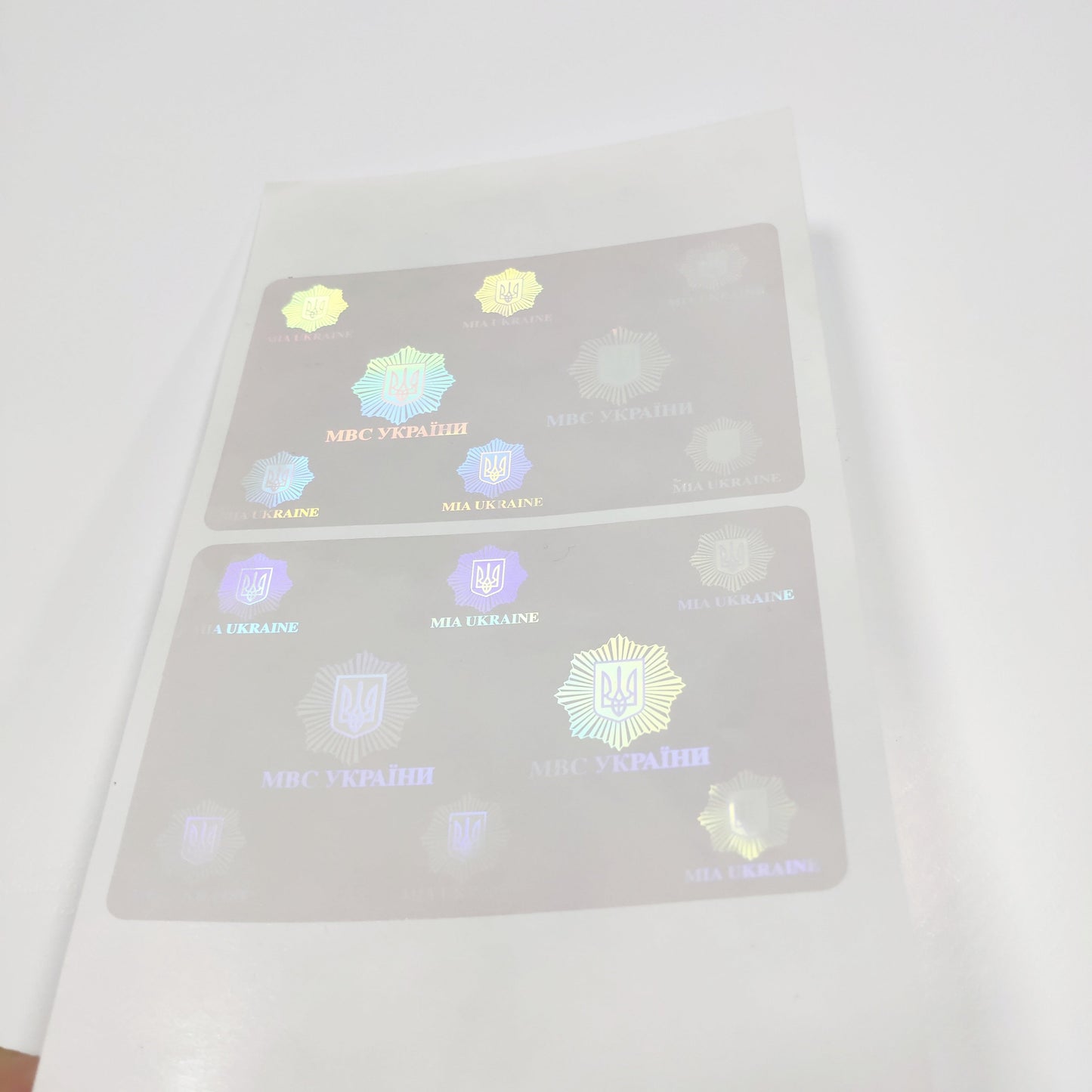 86*54mm Custom holographic overlay sticker/ transparent laser hologram label
