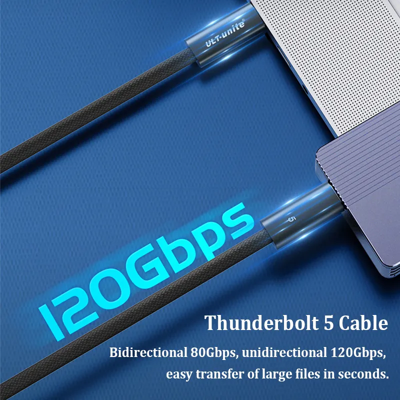 Newest Thunderbolt 5 Cable Compatible with USB4v2 80G Full-Featured 0.2m/0.8m/1.2m 80Gbps 120Gbps 16K PD240W USB C to C Power Cable