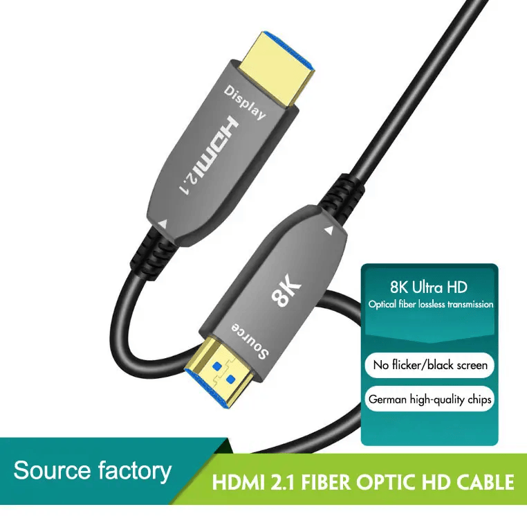 0.5m to 100m AOC HDTV 2.1 Cable Luxury Engineering Grade Optical Fiber Cable Male to Male cable HDMI2.1 48Gbps Stable 7680*4320@60Hz