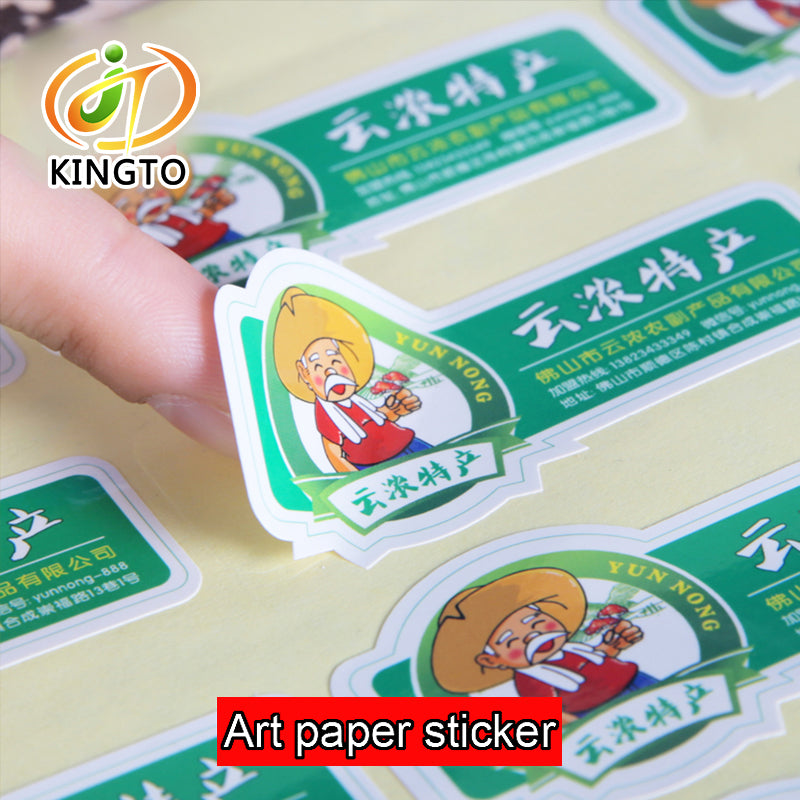 High quality art paper adhesive sticker with gold stamping