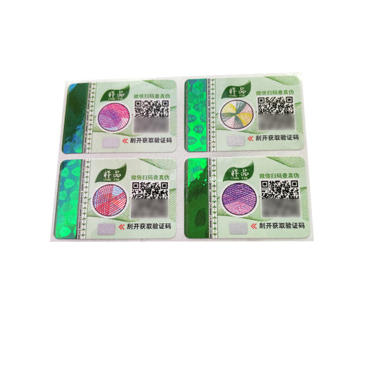 Custom QR code scratch off liquid crystal polarized light variation warranty label adhesive anti-counterfeiting sticker