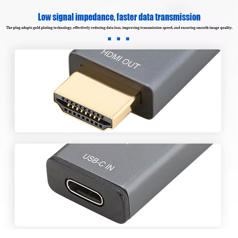 Portable USB 3.1 Type C to HDMI Adaptor 8K 60Hz HD HDMI Male and Type C Female Converter USB C Female to HDMI Adapter