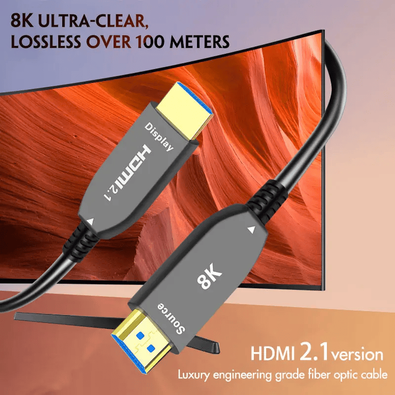 0.5m to 100m AOC HDTV 2.1 Cable Luxury Engineering Grade Optical Fiber Cable Male to Male cable HDMI2.1 48Gbps Stable 7680*4320@60Hz