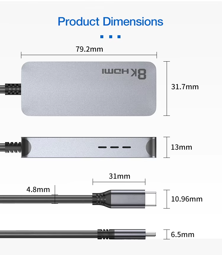 Type C to HDMI Converter Cable USB C M to HDMI F Adaptor 8K@60HZ 4K120HZ USB C Male to Female HDMI Adapter