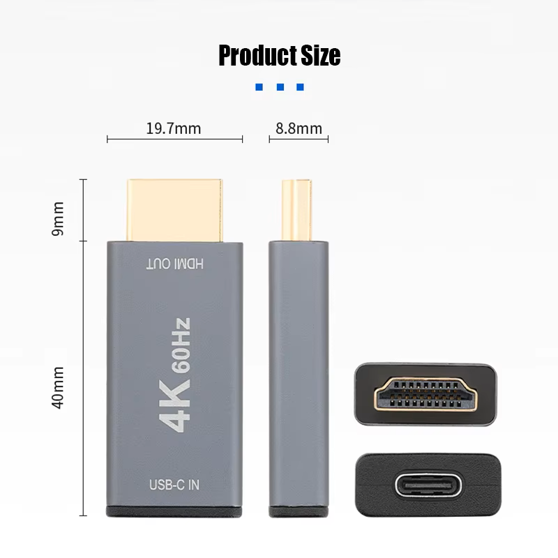 Portable USB 3.1 Type C to HDMI Adaptor 8K 60Hz HD HDMI Male and Type C Female Converter USB C Female to HDMI Adapter