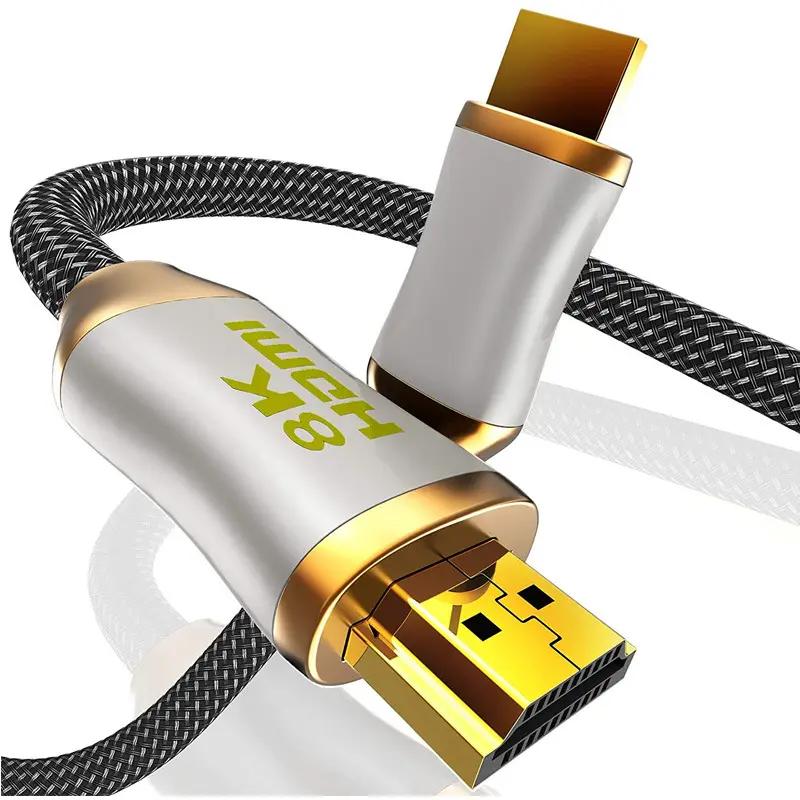 Male to Male Gold Plated Zinc Alloy HDMI 2.1 Cable 8K Ultra HD High Speed V2.1 Braided HDMI 2.1 Cable 8K 60hz 4K 120hz 0.5m to 15m