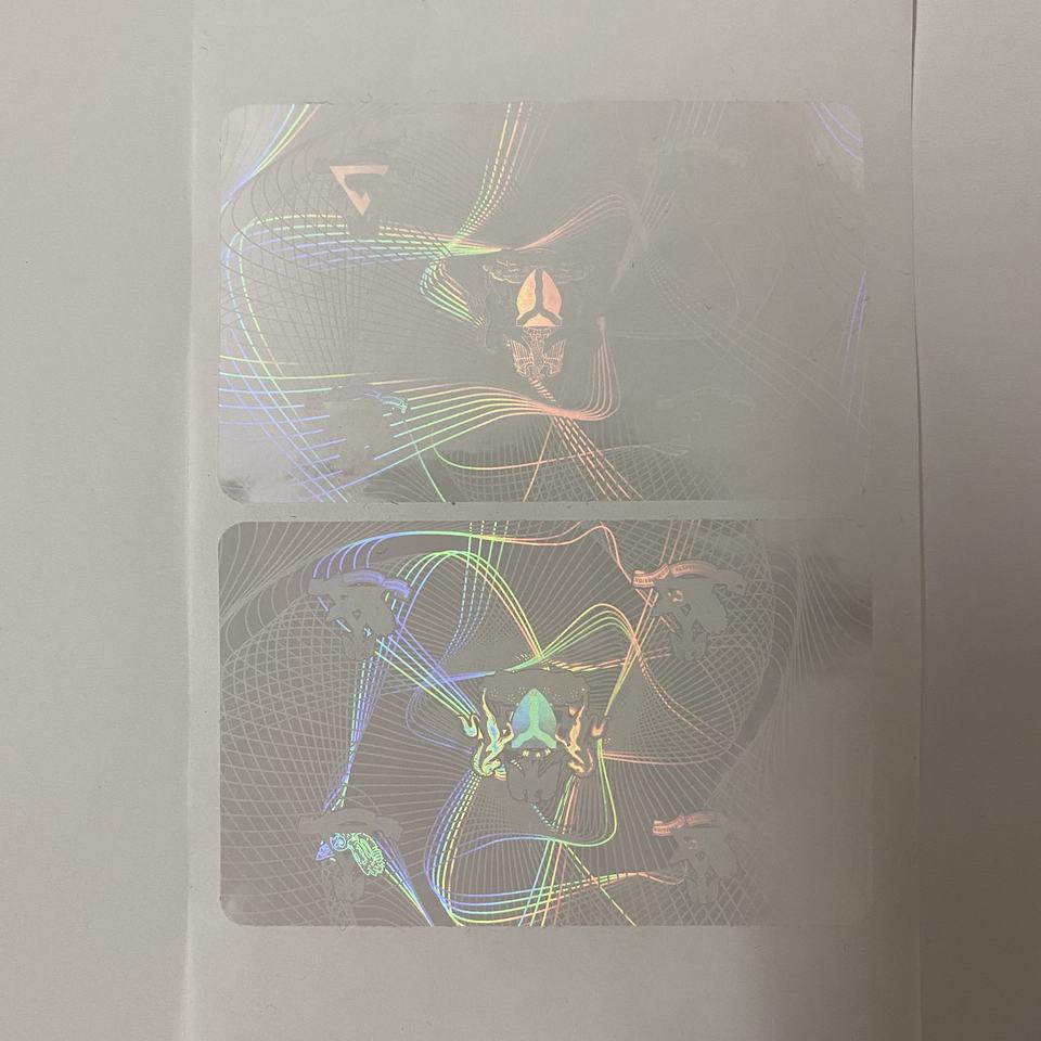 PVC Card Hologram Overlay label transparent holographic stickers for Information Security sticker