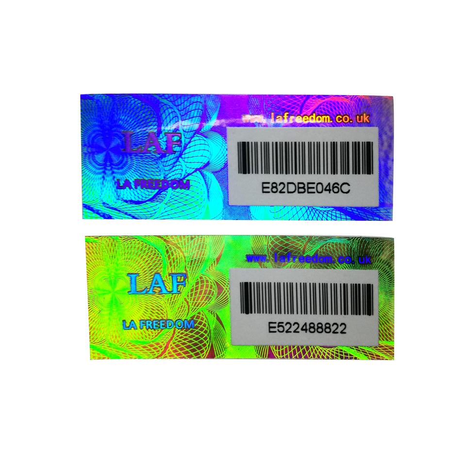 Custom embossed anti-counterfeiting 3d hologram sticker with barcode