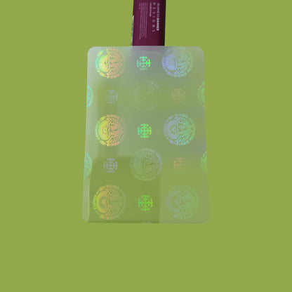 Transparent glossy holographic laminate pouch for certificates/business card