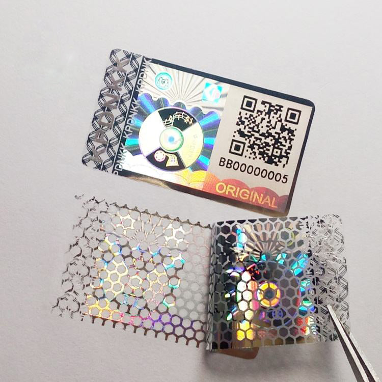 QR Code 3D Hologram UV Pattern Hidden Sticker Honeycomb Tamper Evident Security Label