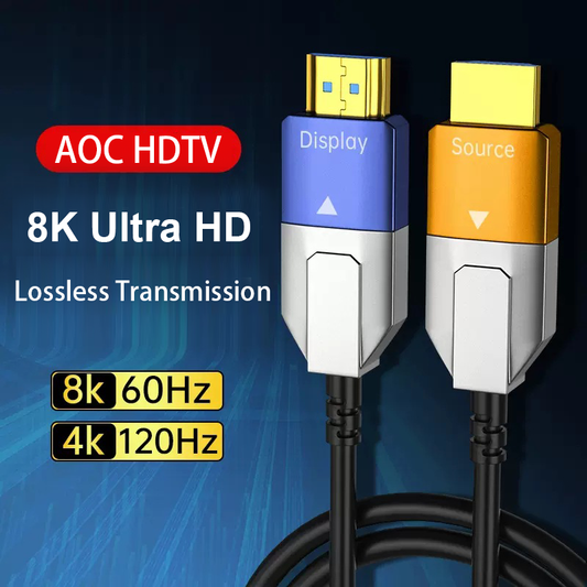 0.5m to 100m AOC HDTV 2.1 Cable Luxury Engineering Grade Optical Fiber Cable Male to Male cable HDMI2.1 48Gbps Stable 7680*4320@60Hz