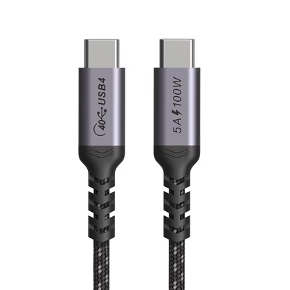 90 Degree Elbow Right Angle Male to Male USB4 Data Cable 40Gbps Compatible Thunderbolt 3 PD100W Nylon Braided Type C to C 5A Fast Charging Cable