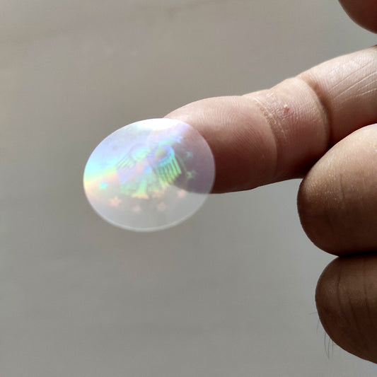 Anti-counterfeiting transparent round hologram sticker Adhesive Rainbow Holographic Foil Hologram Overlay Sticker