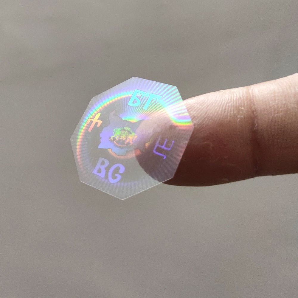 Anti-counterfeiting transparent round overlay hologram sticker with custom logo