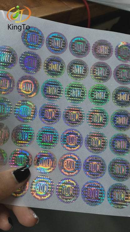 Custom embossed anti-counterfeiting 3d hologram sticker with barcode